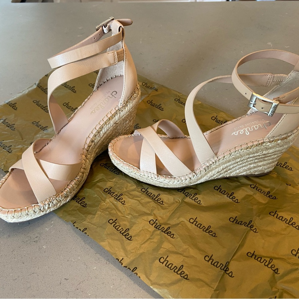 New! Charles, By Charles David Leather Espadrilles - image 3